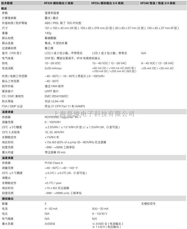 rotronic-瑞士罗卓尼克HF3温湿度变送器